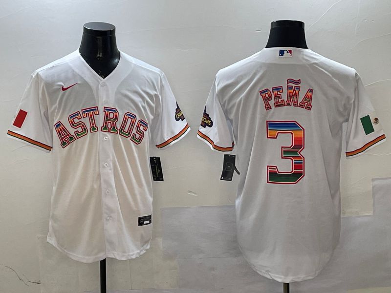 Men Houston Astros #3 Pena White Mexico 2025 Nike MLB Jersey style 1